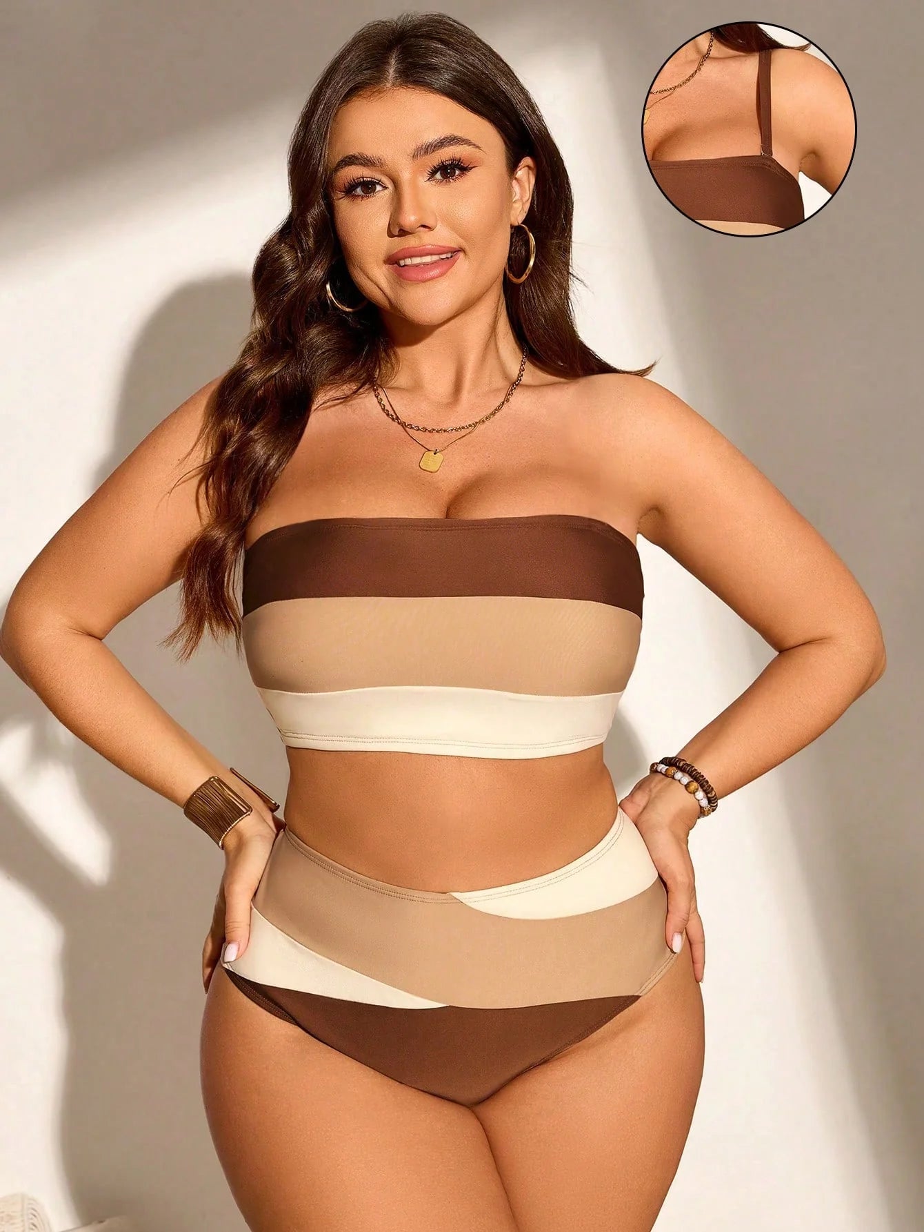 BiquĂni Casual Plus Size Listrado