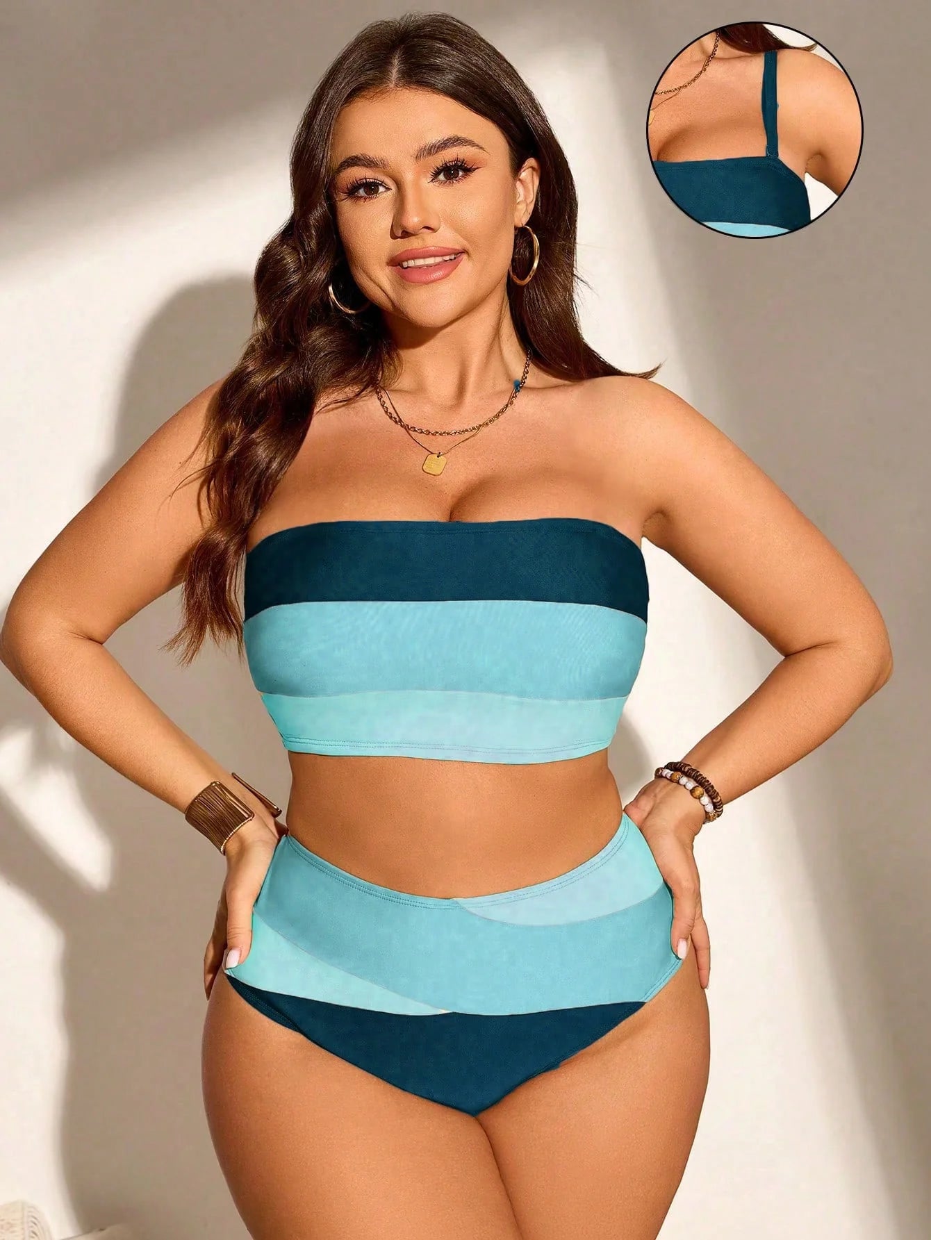 BiquĂni Casual Plus Size Listrado
