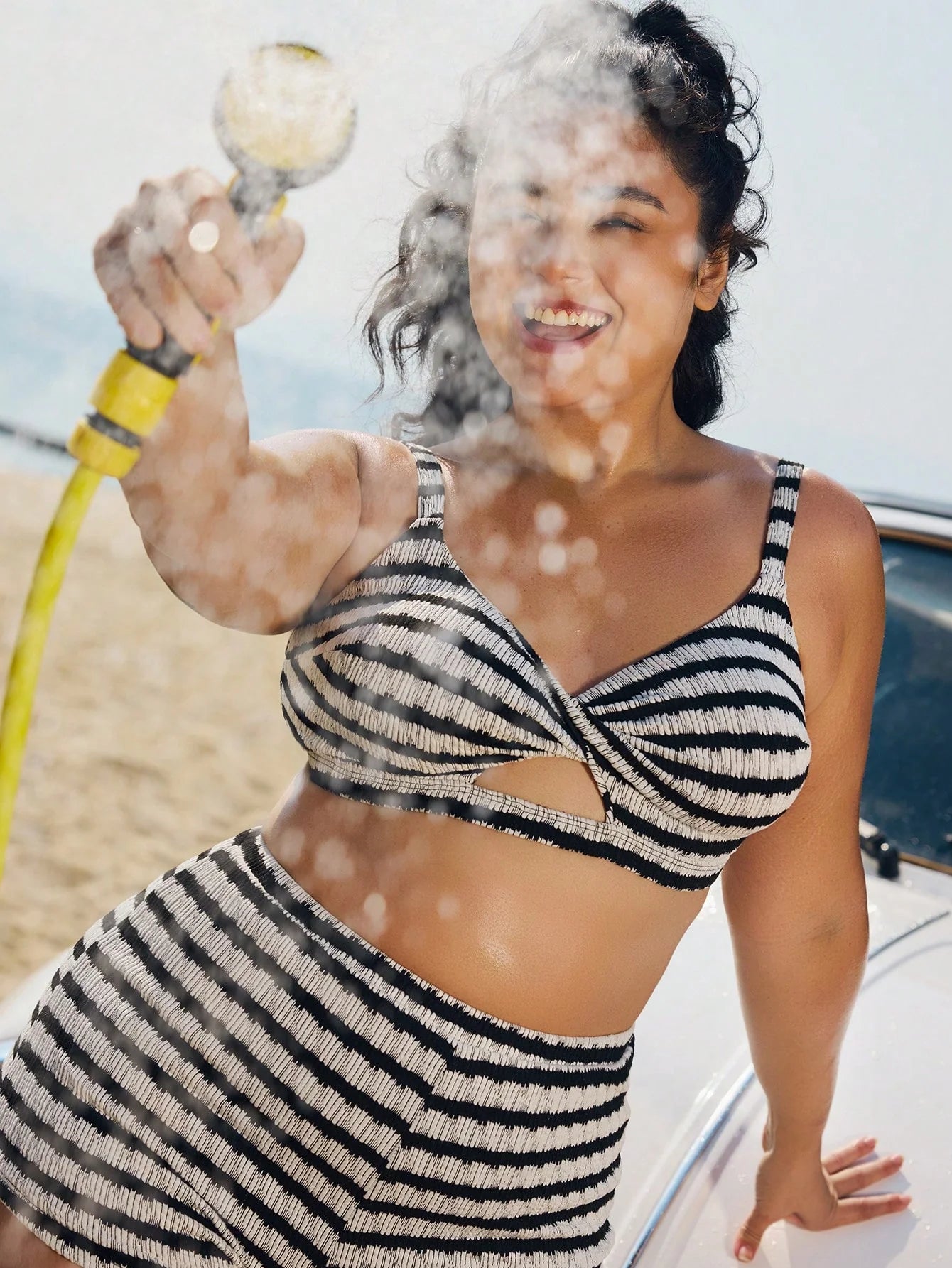 BiquĂni Shorts Plus Size Listrado