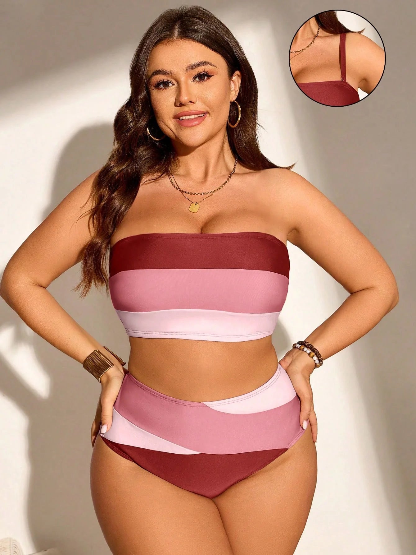 BiquĂni Casual Plus Size Listrado