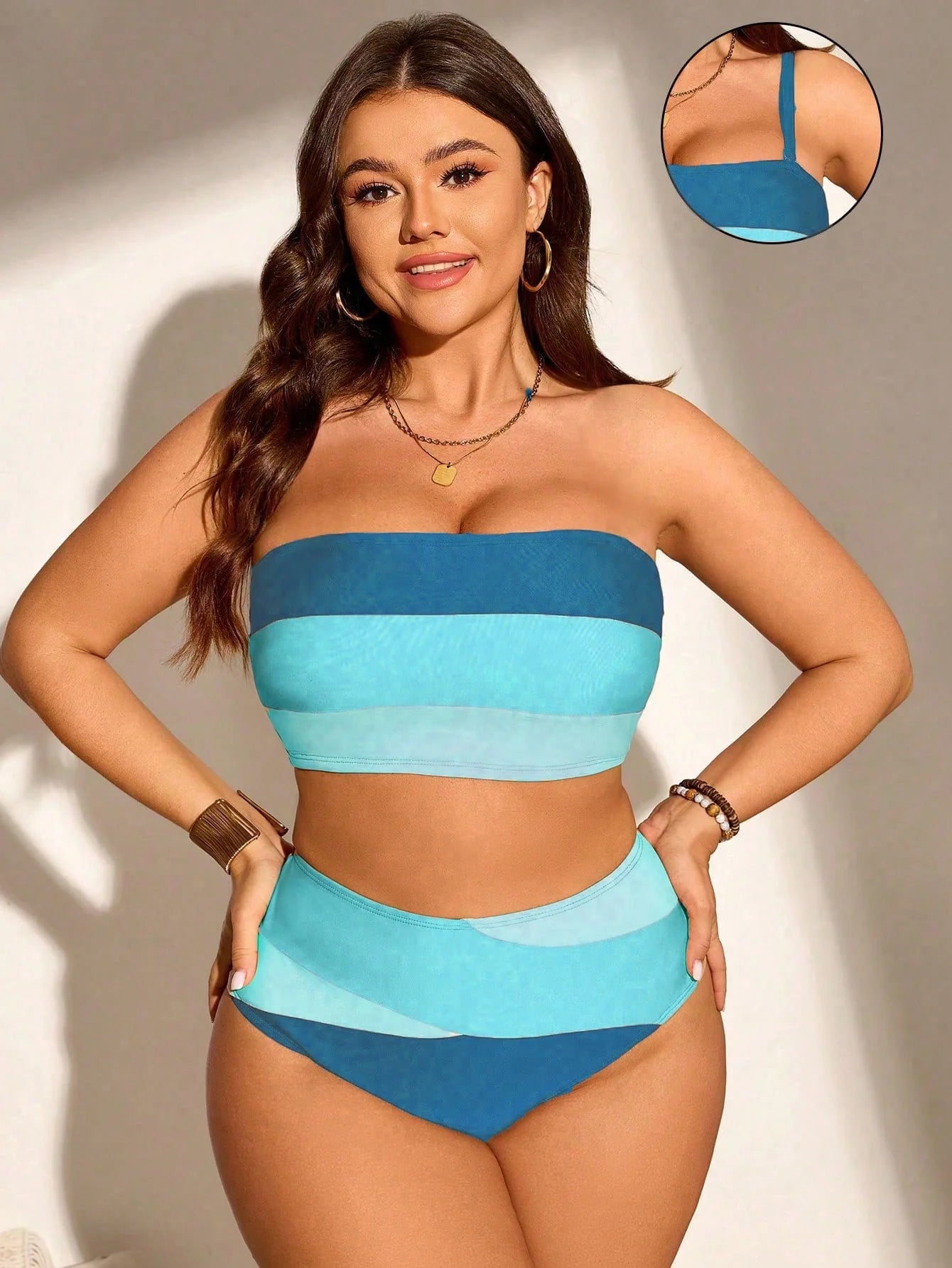 BiquĂni Casual Plus Size Listrado