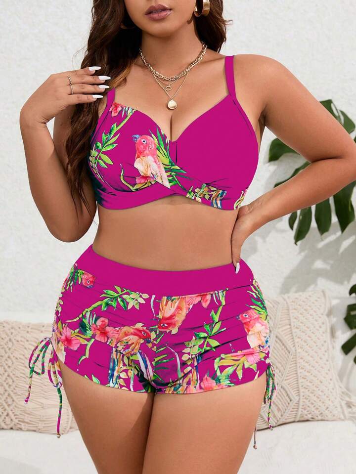 Biquíni Shortinho Plus Size Rosa - Sophia