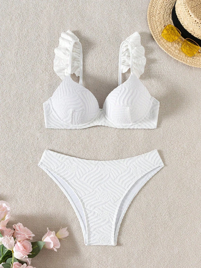 Biquíni Texturizado Com Babado