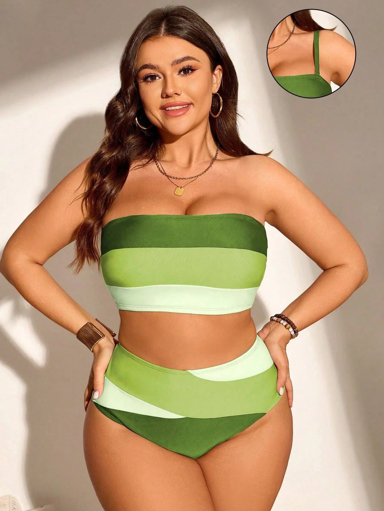 Biquíni Casual Plus Size Listrado