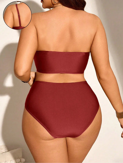 Biquíni Casual Plus Size Listrado