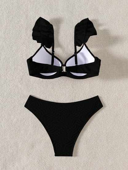 Biquíni Texturizado Com Babado