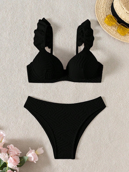 Biquíni Texturizado Com Babado