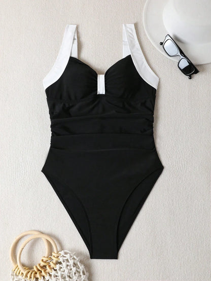 Maiô Preto e Branco Alça Larga