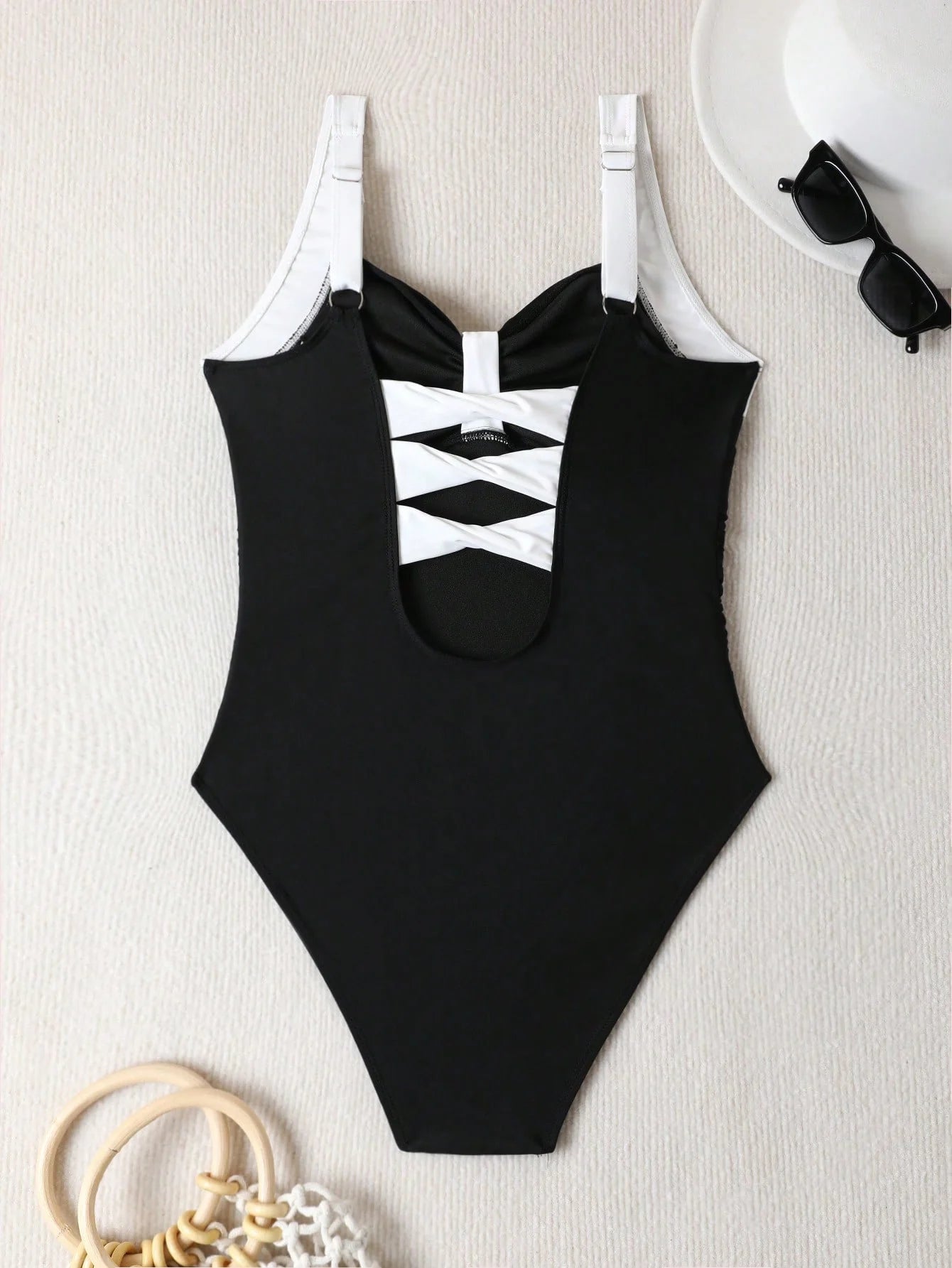 Maiô Preto e Branco Alça Larga