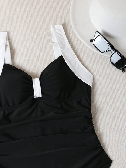 Maiô Preto e Branco Alça Larga