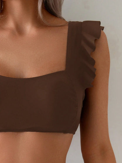 Biquíni Gola Quadrada Franzida