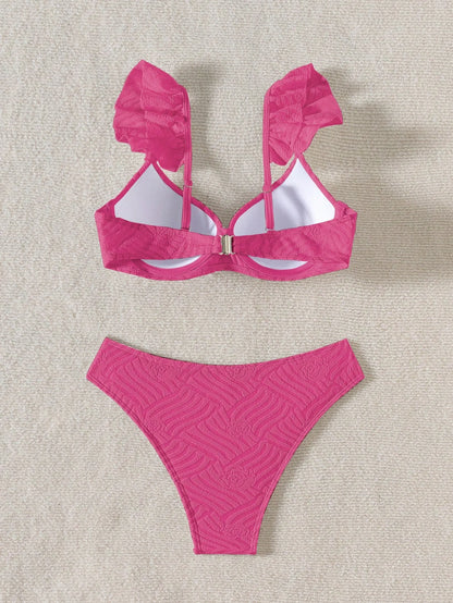 Biquíni Texturizado Com Babado