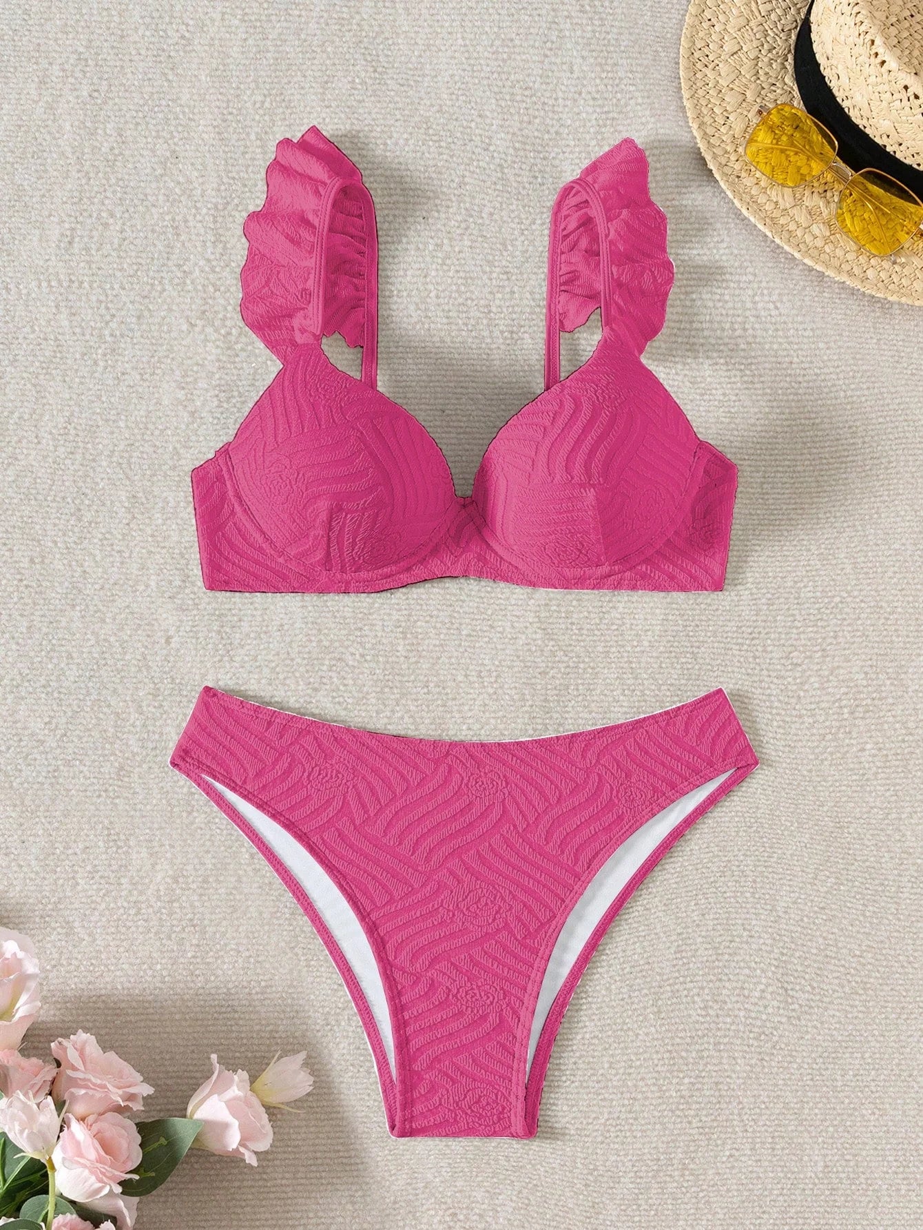 Biquíni Texturizado Com Babado