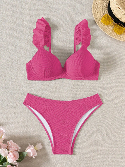 Biquíni Texturizado Com Babado
