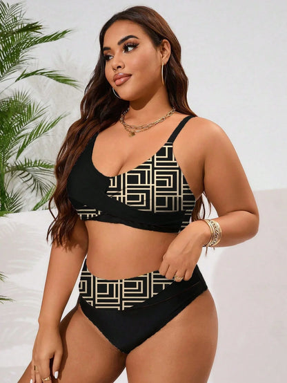 Biquíni Plus Size Estampa Geométrica Sexy
