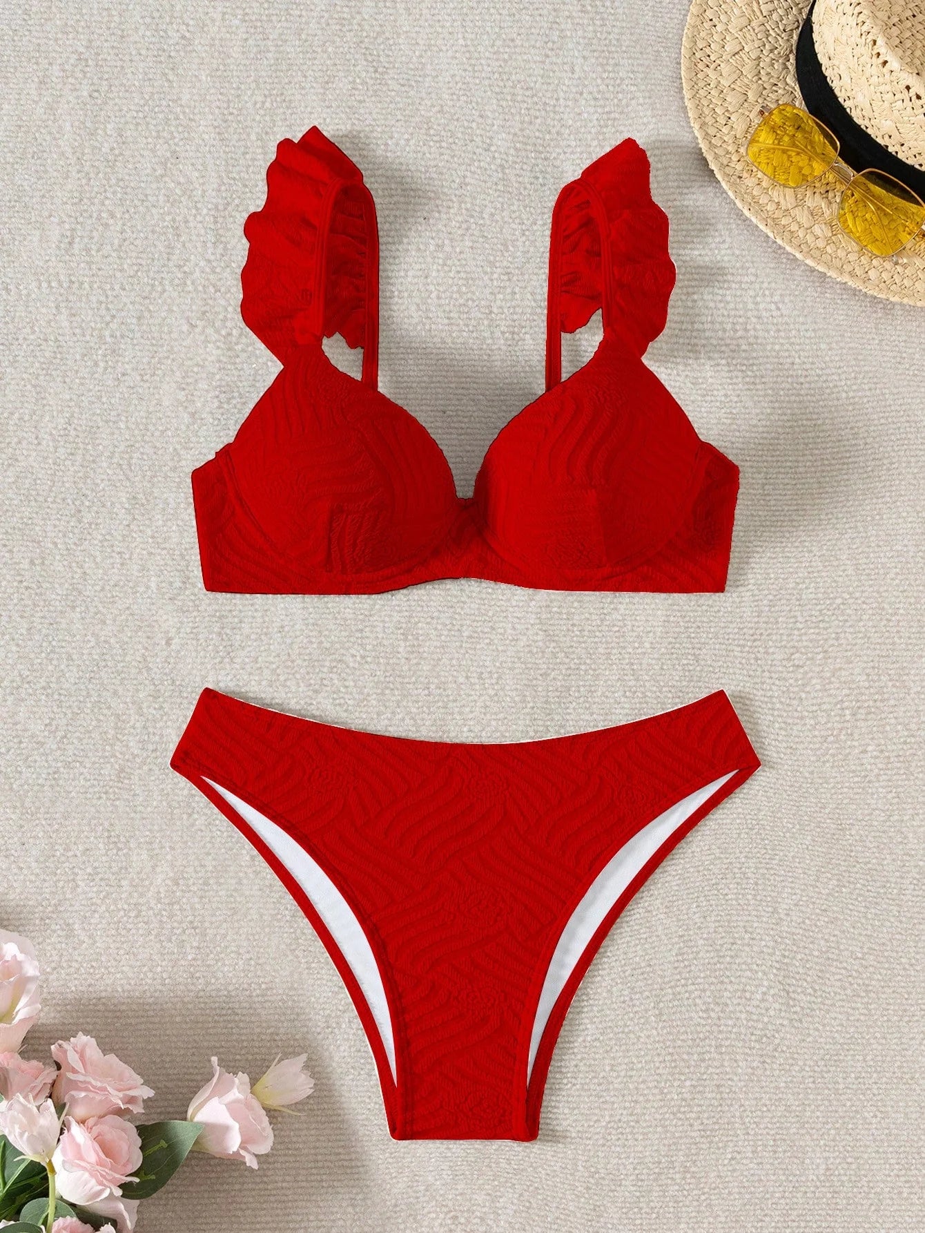 Biquíni Texturizado Com Babado