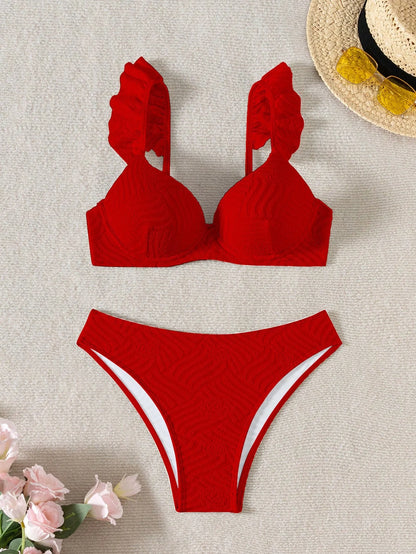 Biquíni Texturizado Com Babado