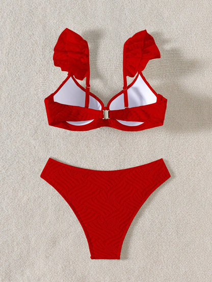Biquíni Texturizado Com Babado