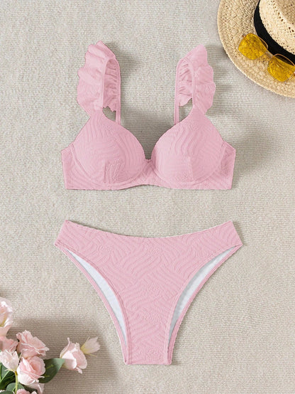 Biquíni Texturizado Com Babado