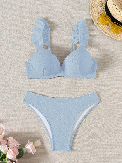 Biquíni Texturizado Com Babado