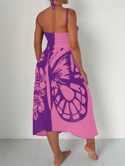 Saída de Praia com Estampa de Borboleta e Flores