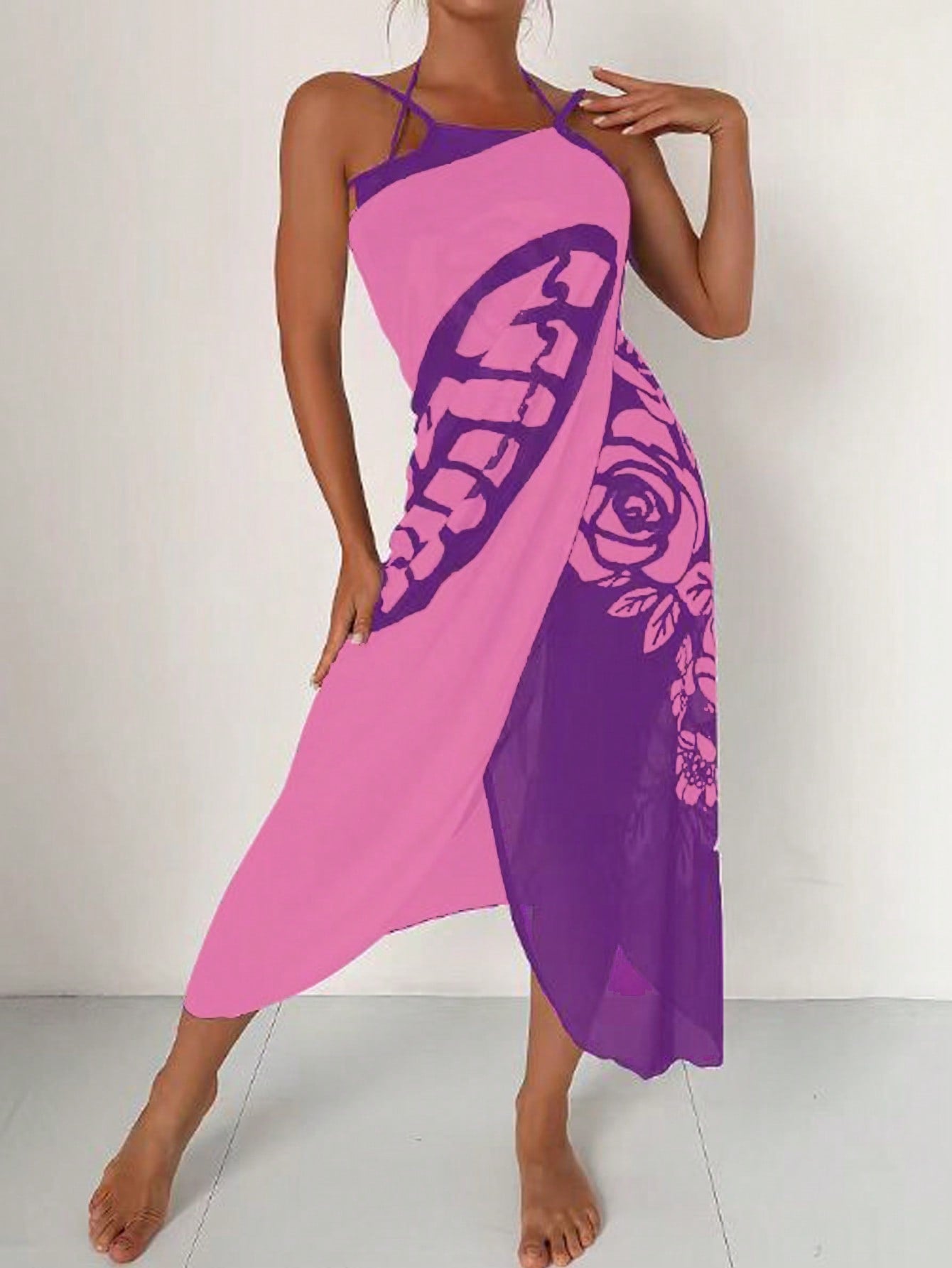 Saída de Praia com Estampa de Borboleta e Flores