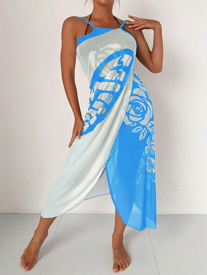 Saída de Praia com Estampa de Borboleta e Flores