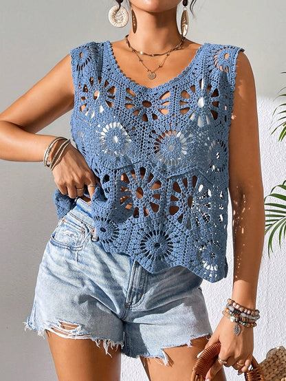 Regata Floral Em Crochê